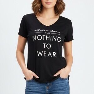 Jamie & Layla Graphic V-Neck T-Shirt Womens Size L